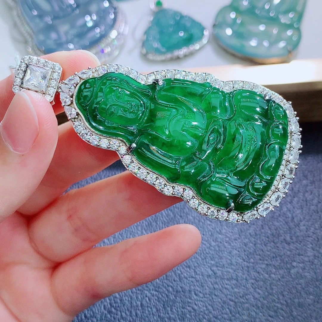 颈饰银S925镶嵌翡翠翡翠