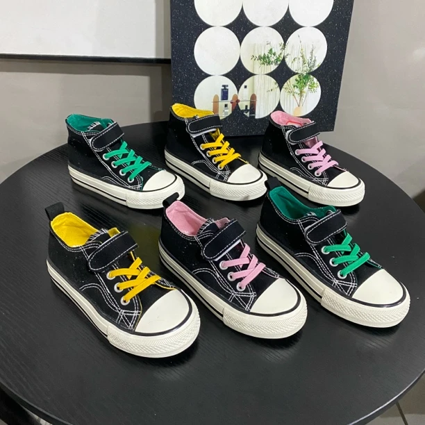 新款勃肯儿童透气软底帆布鞋高帮童鞋春秋男女童休闲板鞋适合瘦脚