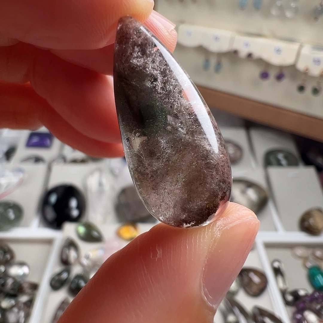 水晶颈饰银S925镶嵌天然幽灵水晶