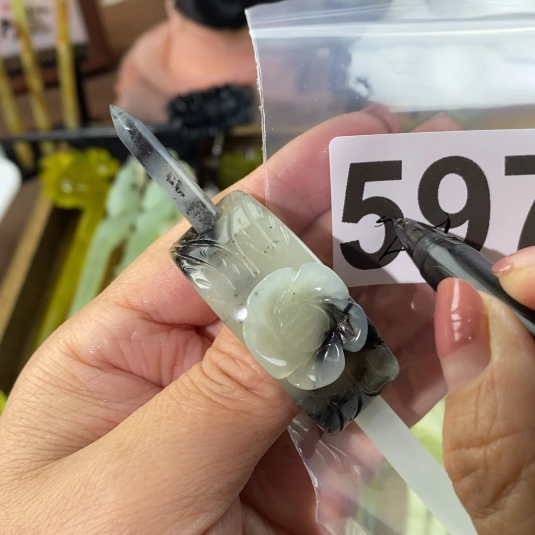 蛇纹石玉玉簪合金呆****丶