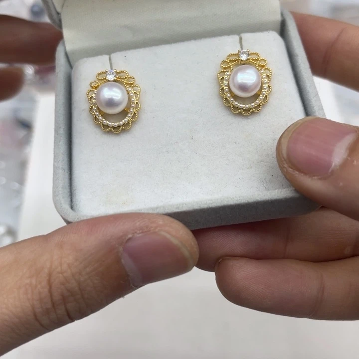 淡水珍珠颈饰银S925镶嵌镂空