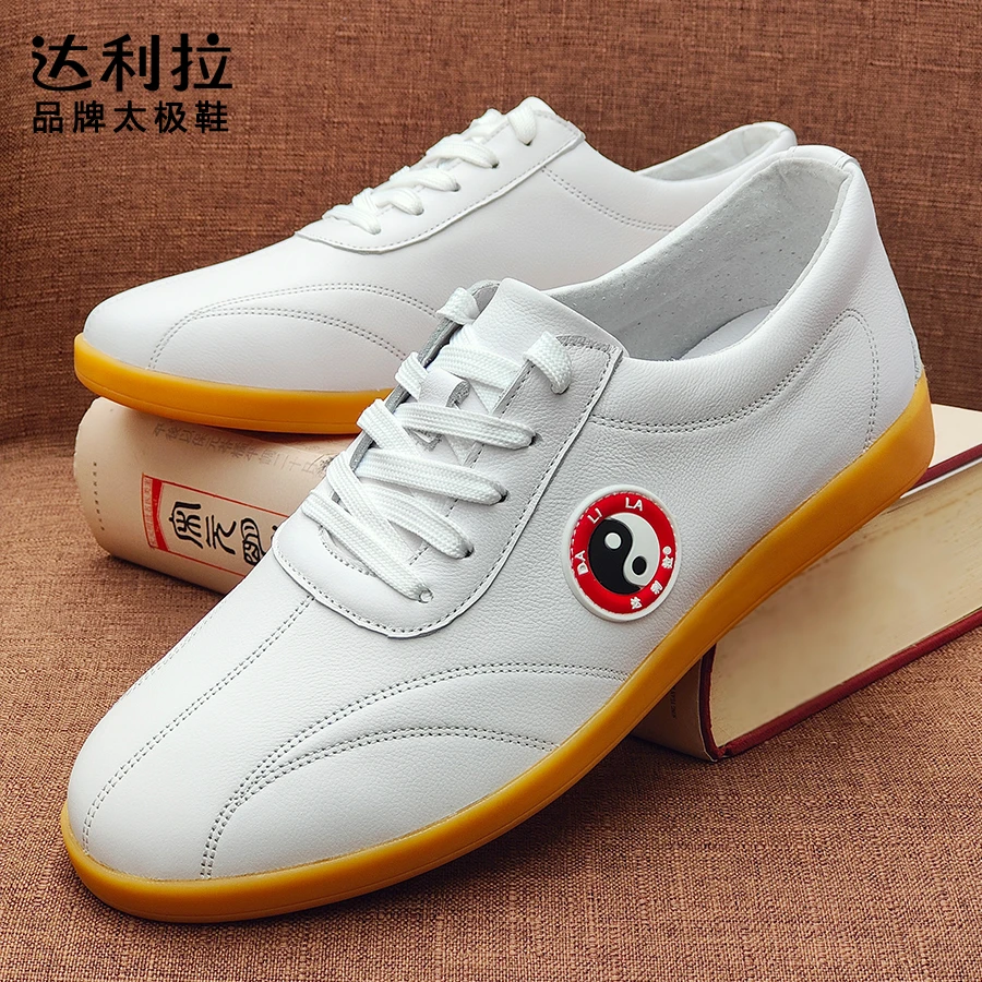达利拉太极鞋女真皮牛筋底八段锦武术鞋四季太极拳练功晨练运动鞋