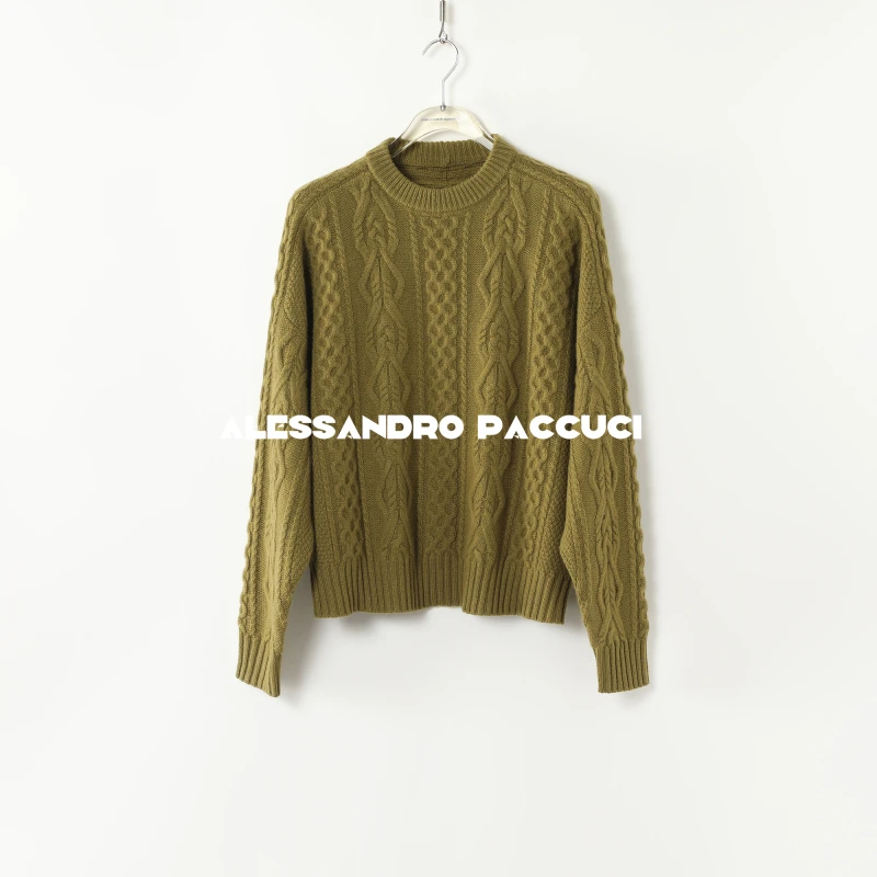 AP洛哥44202ST【亚归】牦牛绒圆领重工绞花时尚百搭套头衫2024冬