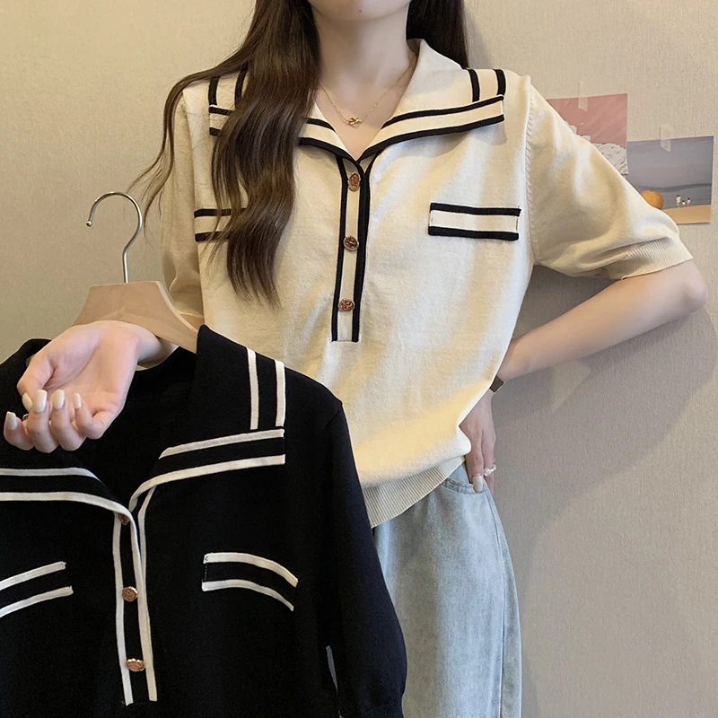 2025夏装新款大码女装洋气针织短袖T恤胖mm宽松百搭冰丝上衣6394