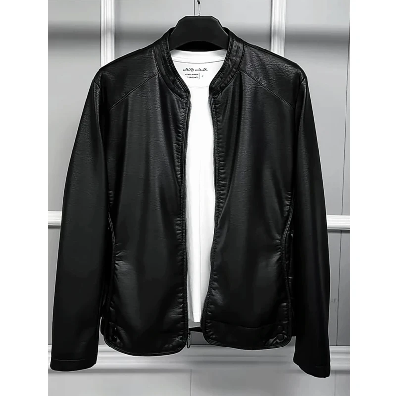 潮牌时尚黑色夹克男士2025秋季新款潮流百搭中年外套休闲立领上衣