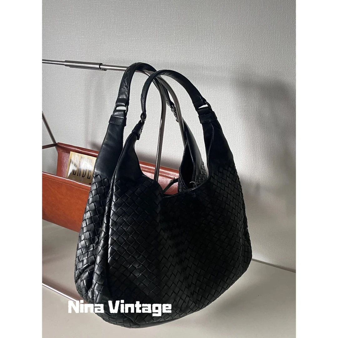 95新 BOTTEGA VENETA/葆蝶家 黑色编织和尚单肩包