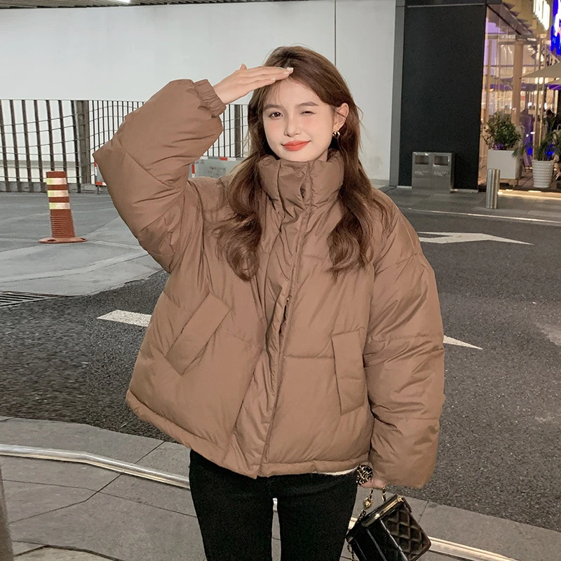 棉100%冬季韩版立领女20224年新款夹棉加厚棉服风宽松棉衣面包服