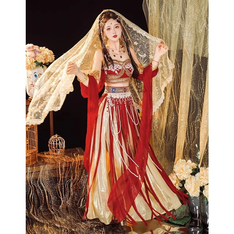 敦煌飞天亲子装汉服中国风异域风情汉元天竺公主大漠西域舞蹈服