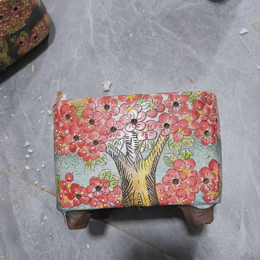 红泥花盆瑕疵处理