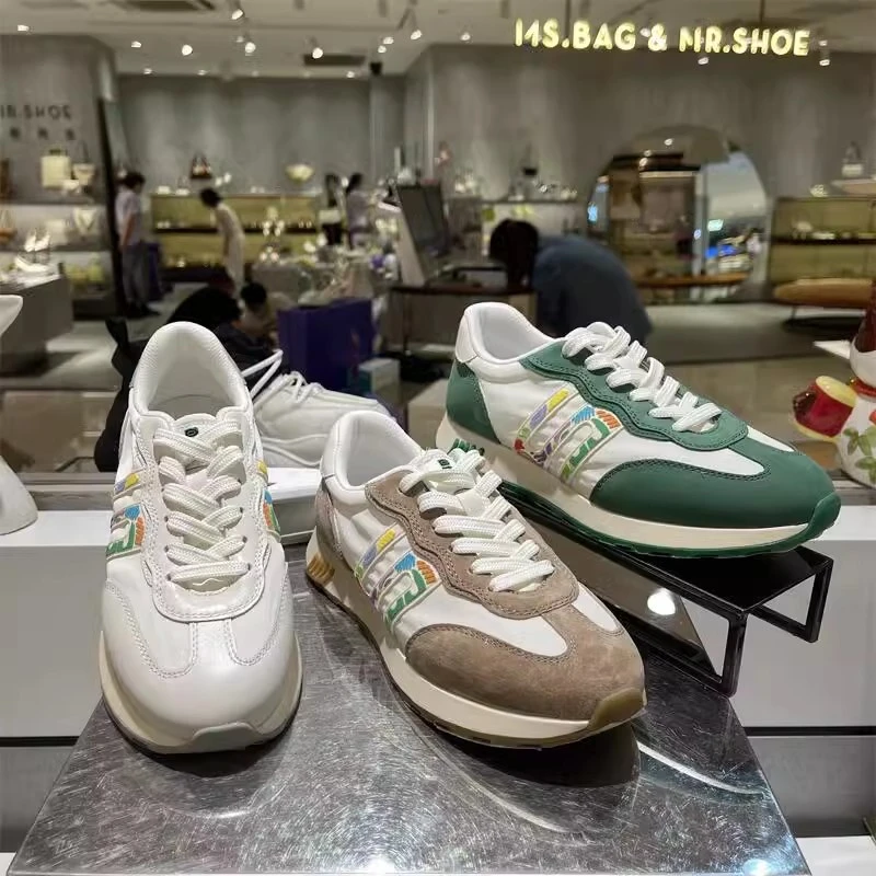 2024秋真皮运动休闲鞋经典圆头板鞋系带平底德训鞋女鞋