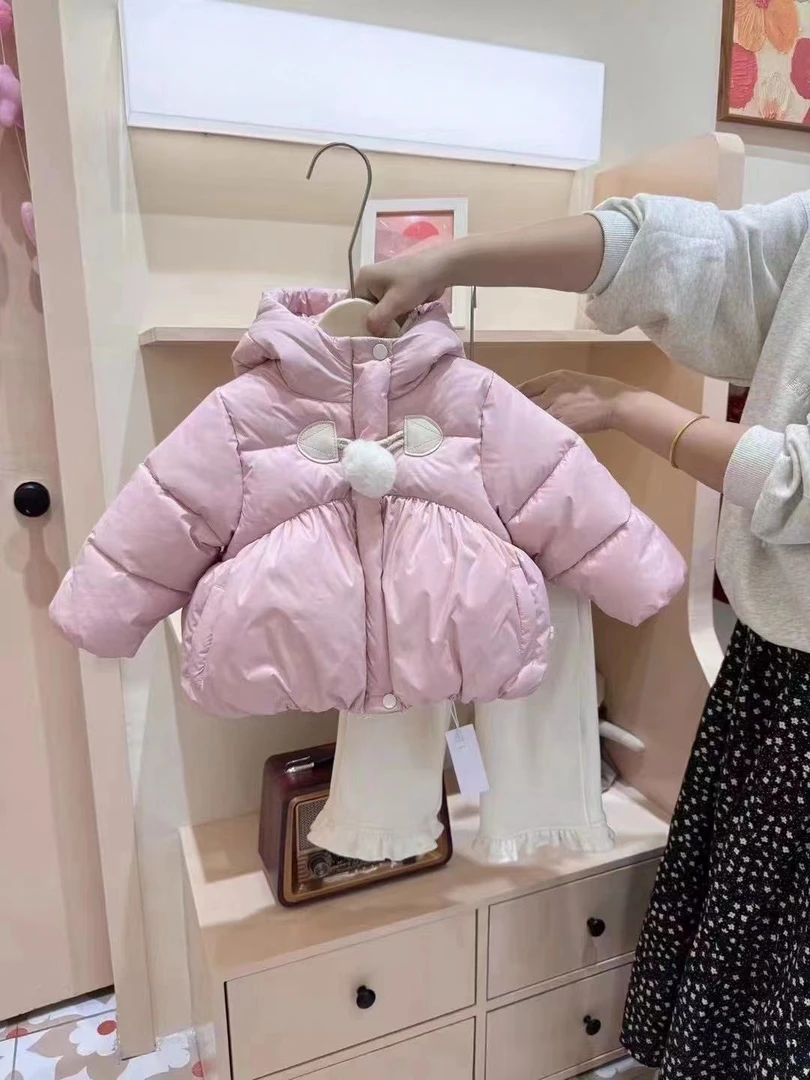 【品牌设计款】nt&kids 2137冬季女童厚款棉服中长款小女孩连帽棉衣