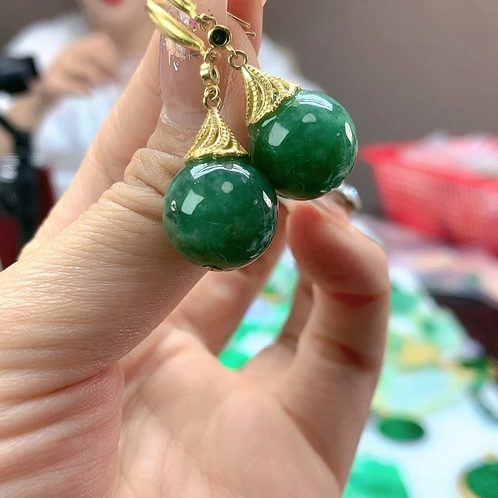 翡翠银S925镶嵌耳饰翡翠