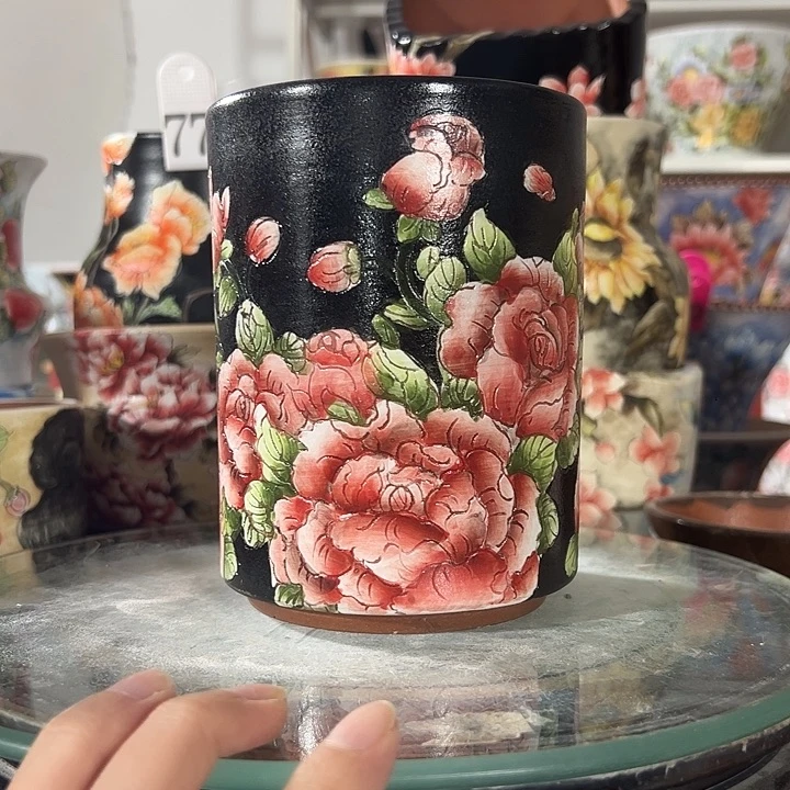 景德镇幸运花盆手绘韩式花盆
