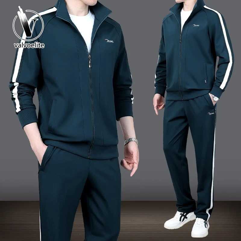 VALVOELITE男士运动套装秋季新款爸爸长袖外套中老考拉绒休闲外套