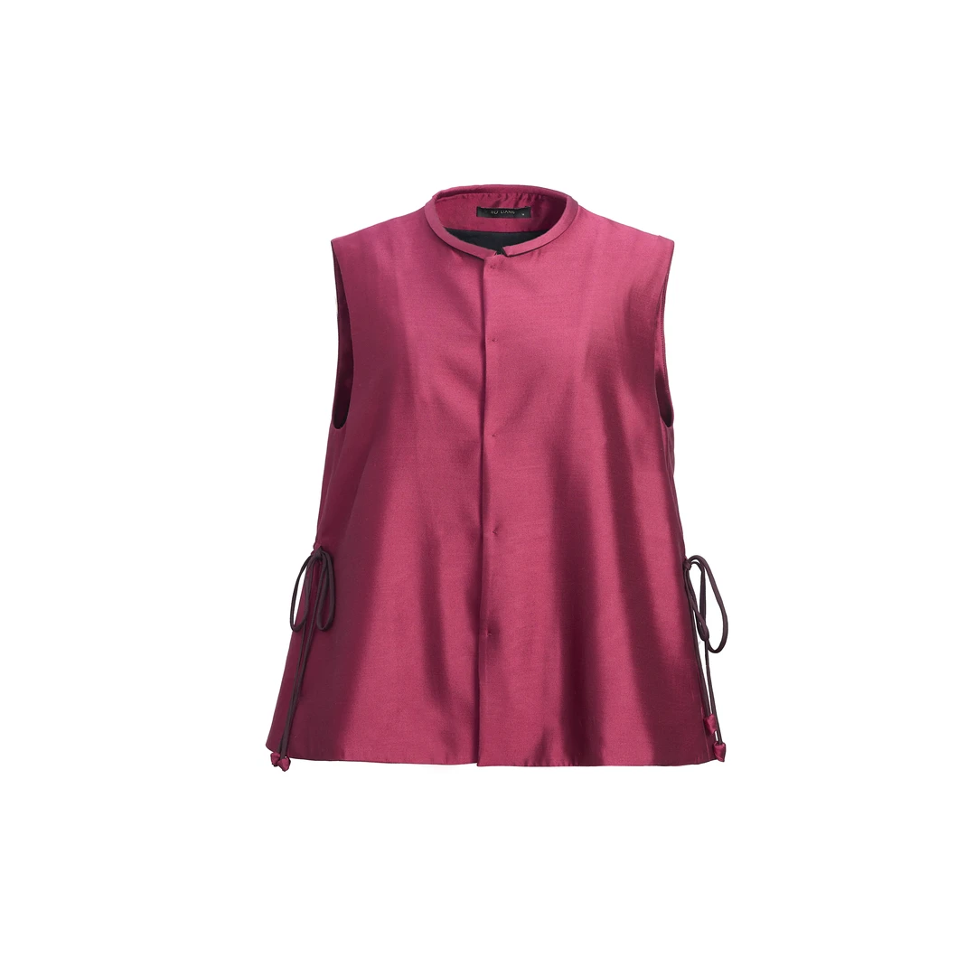 极简东方抽绳绑带马夹上衣