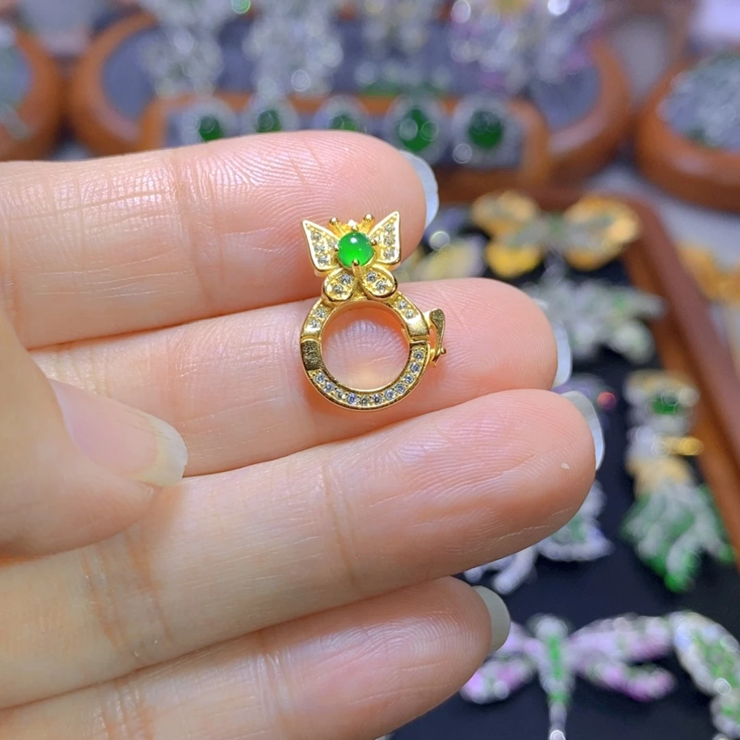 翡翠颈饰银S925镶嵌天然翡翠