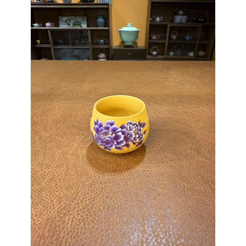 心名茶器 紫砂变色牡丹主人杯家用品茗杯-2792