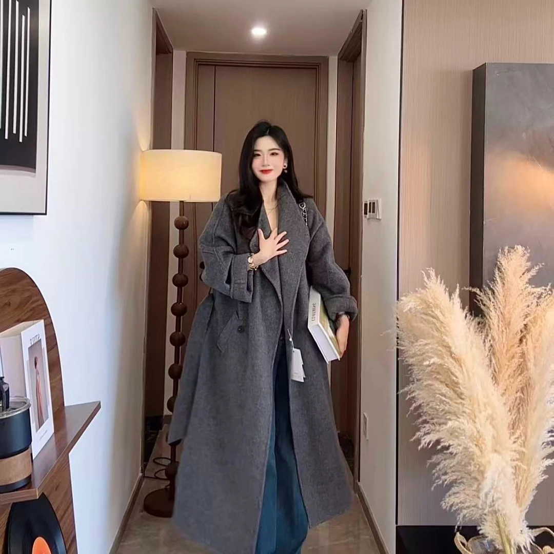 人生大衣 插肩袖毛呢外套赫本风百搭显瘦中长款羊绒大衣WL-910113