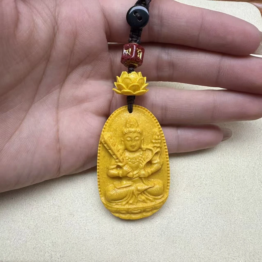 非金属珐琅项链 黄色 雕刻财财项链 Z44