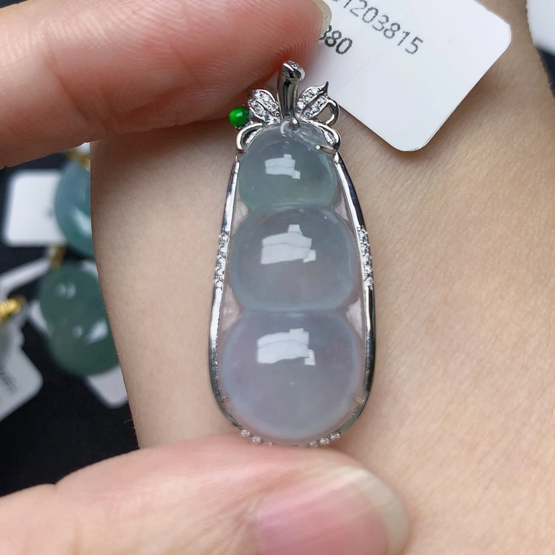 颈饰18K金镶嵌翡翠天然缅甸A货翡翠