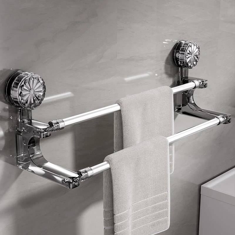 吸盘毛巾架浴室化妆室免打孔高级感浴巾收纳伸缩挂杆新款置物架子