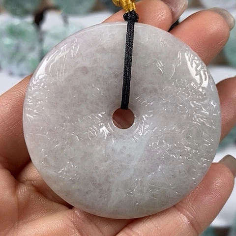 翡翠颈饰未镶嵌山水牌平安扣福利微瑕