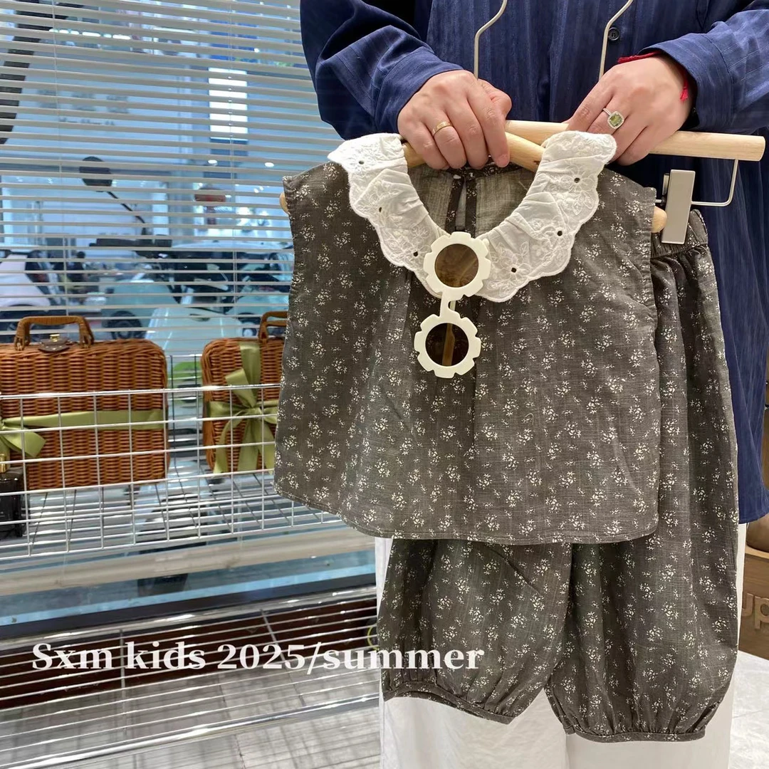 拾小沫碎花薄款套纹韩版夏季女套装秋季洋气女童百搭