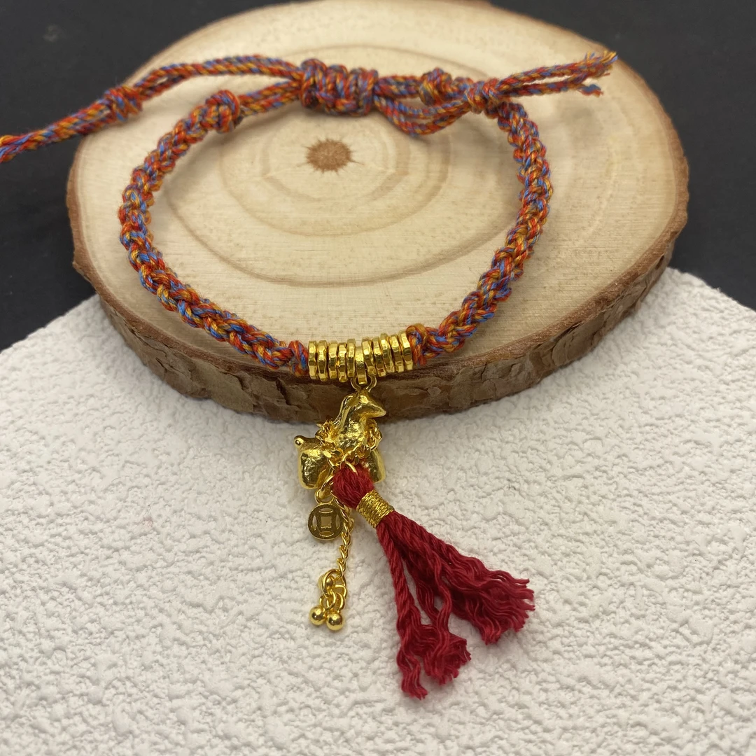 【金喜圆】足金999 马上有钱抽拉手串 /带证书钢印