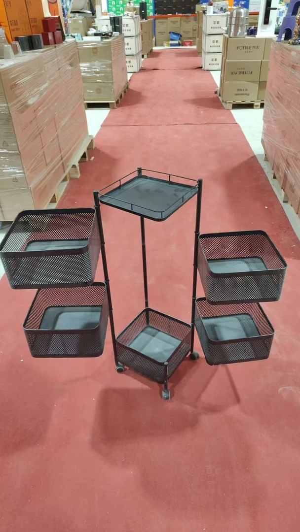 360度可旋转厨房置物架落地多层客厅多功能放果蔬菜篮子收纳架YH