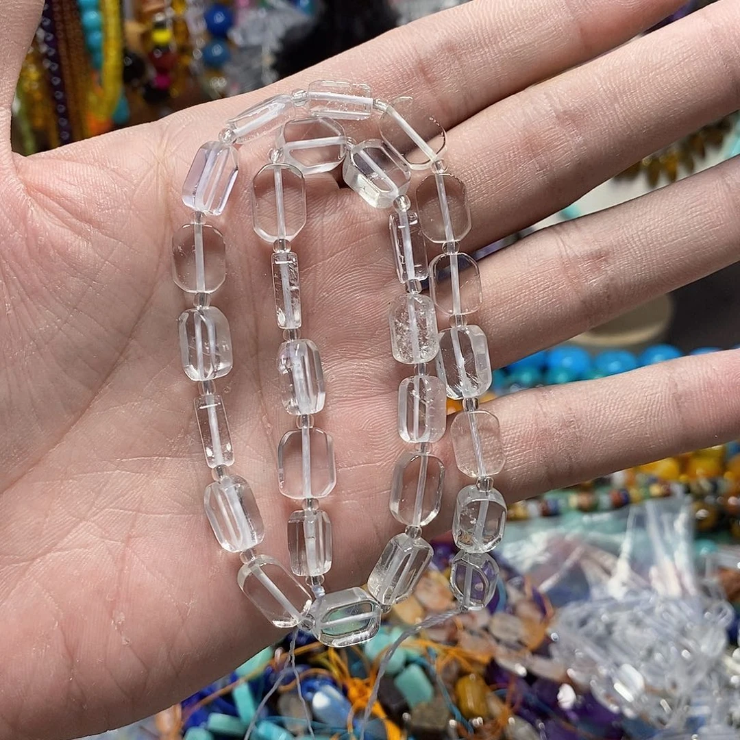 石英质玉未镶嵌，高透天然白水晶无事牌8×12mm，