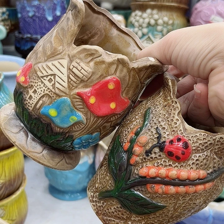 多肉绿植陶瓷花盆9.9包邮，有孔