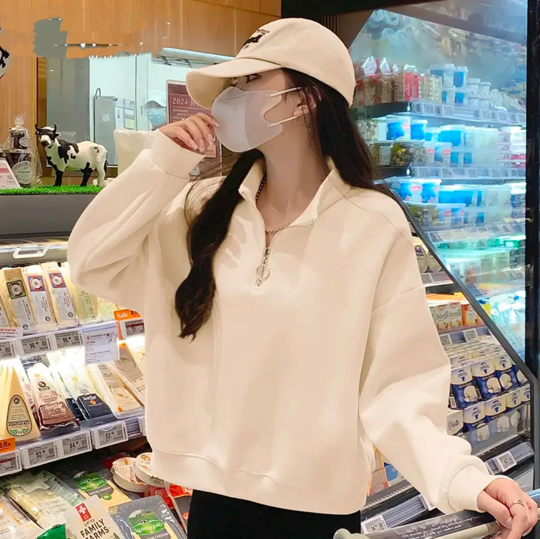 【半拉链100棉】时尚洋气高端休闲百搭新款长袖卫衣外穿