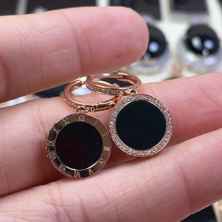 翡翠耳饰18K金镶嵌缅甸天然翡翠墨翠