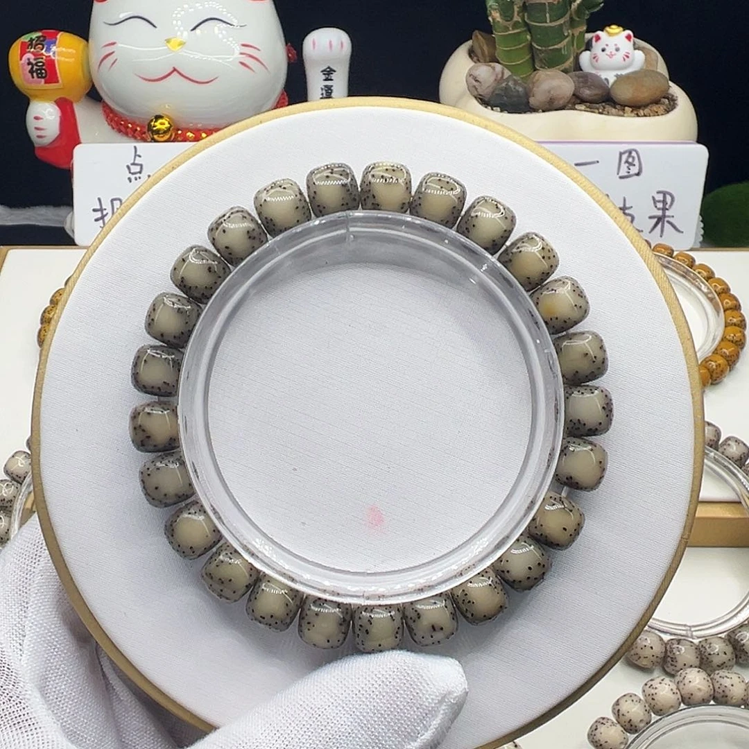 星月菩提手串绿冰糖9✖️8侧留白针尖星