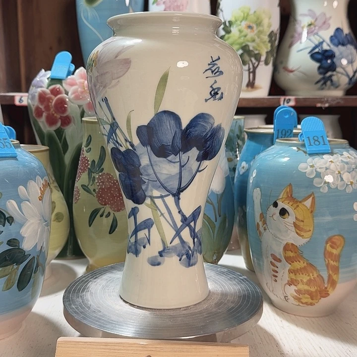 梅瓶青花荷花瓷陶瓷新款陶瓷陶瓷