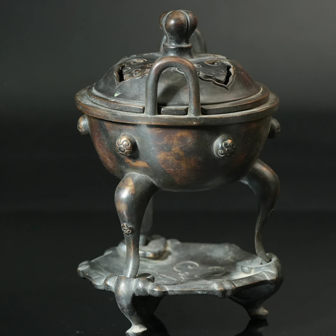清代铜三足香薰（原配底座）【铜杂精选】AACHY240604004