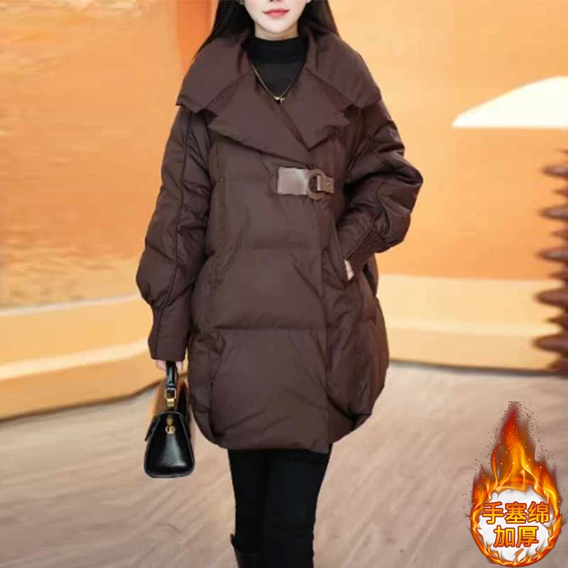 保暖洋气高级感加厚棉服女士2025秋冬新款时髦中长款时尚百搭外套