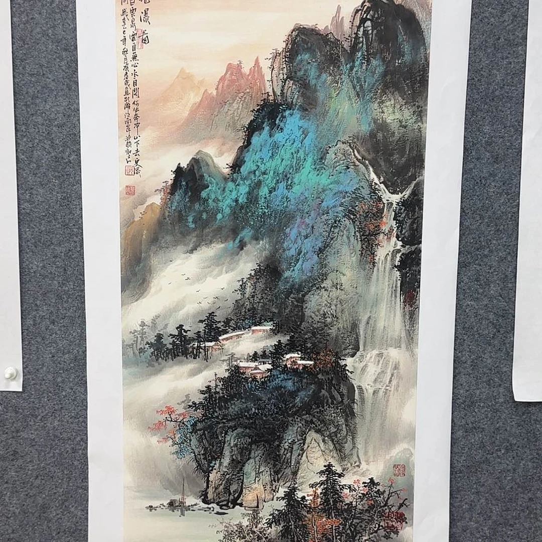 国画资春城纯手绘100*50