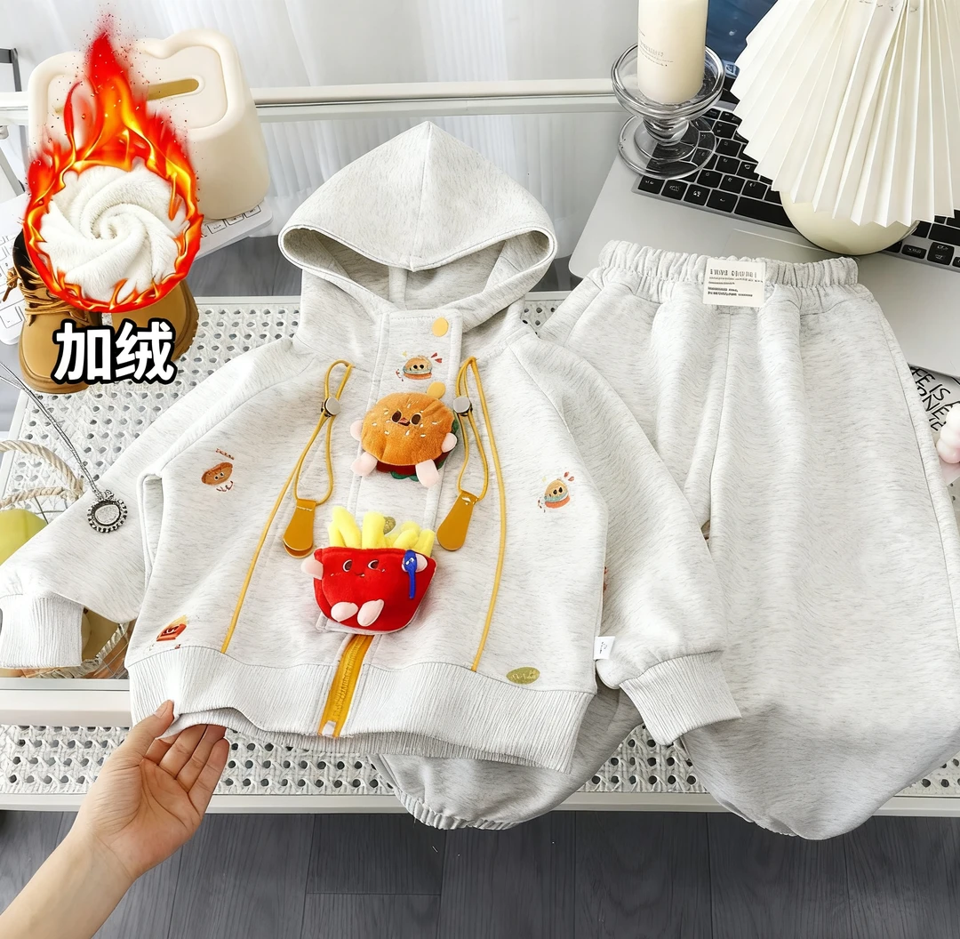 【加绒拉链套装】2025秋季新款儿童卫衣套装连帽卫衣套装男女童套装