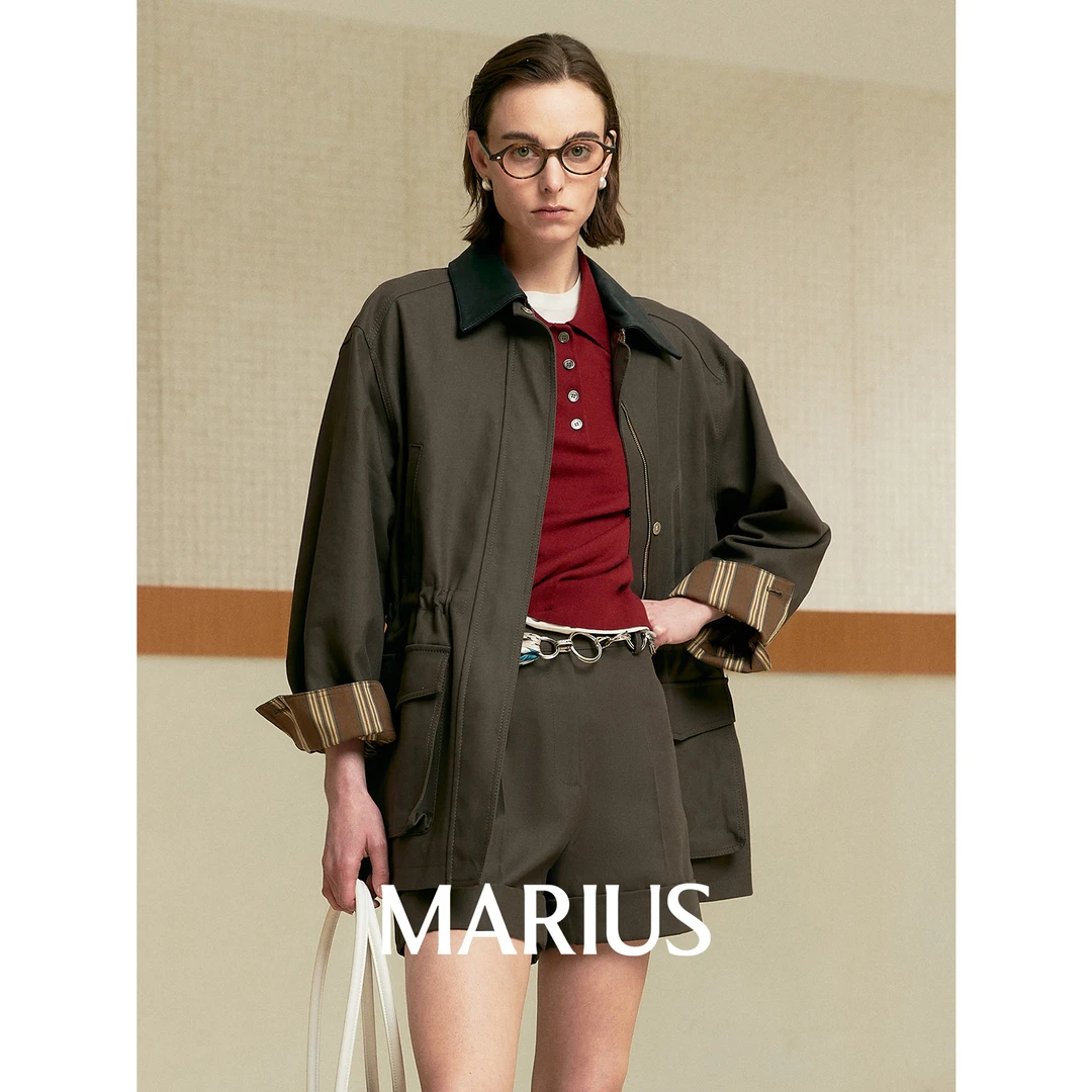 MARIUSMARIUS"新浪漫"宽松撞色边字母针织套头短袖开衫