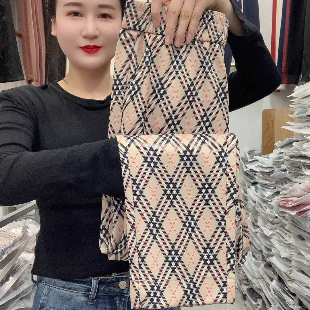 春夏季高腰格子哈伦裤宽松显瘦百搭休闲九分裤妈妈裤