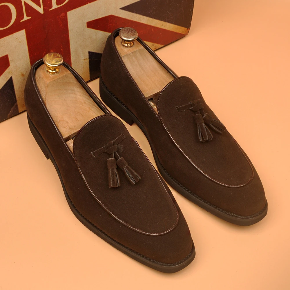 男士韩版时尚百搭套脚皮鞋英伦风尖头商务休闲皮鞋轻质舒适懒人鞋