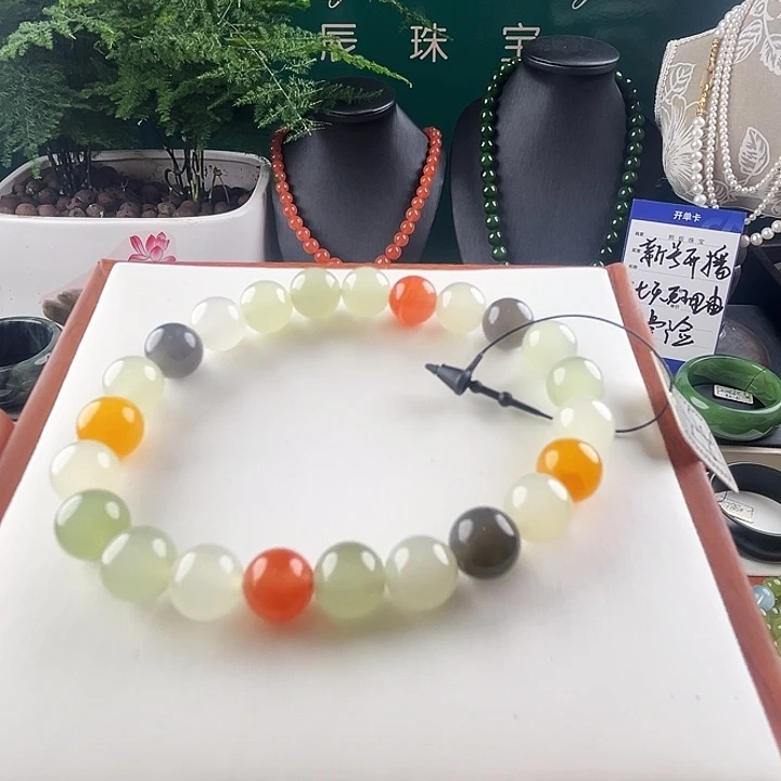 和田玉手链未镶嵌和田玉多宝串卡8