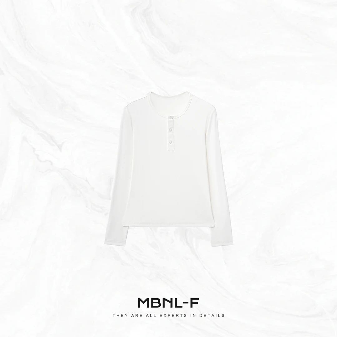 MBNL-F "C.L Henry" 100%棉极简亨利领打底衫 秦磊XM-XSY6631