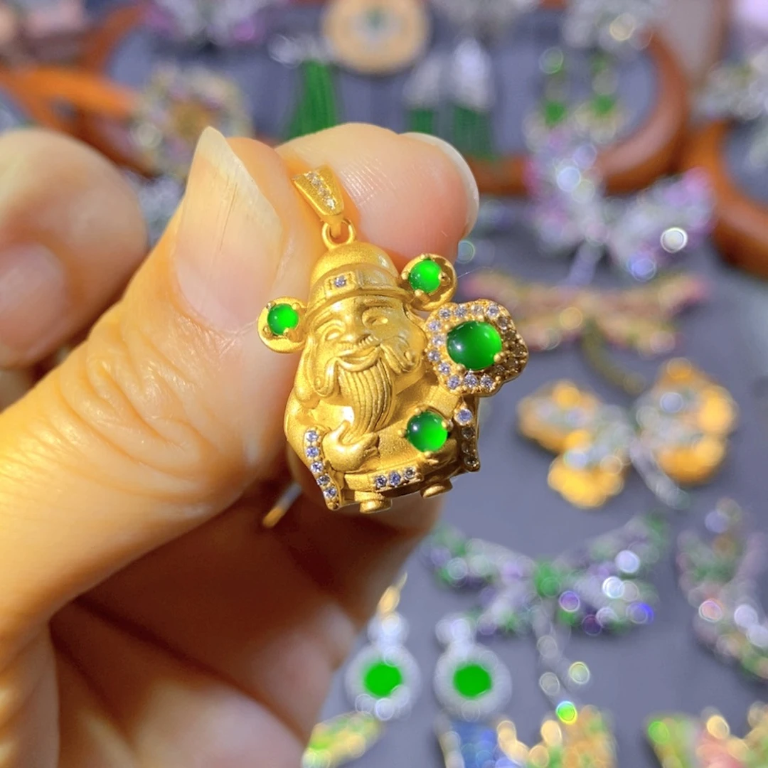 颈饰银S925镶嵌翡翠