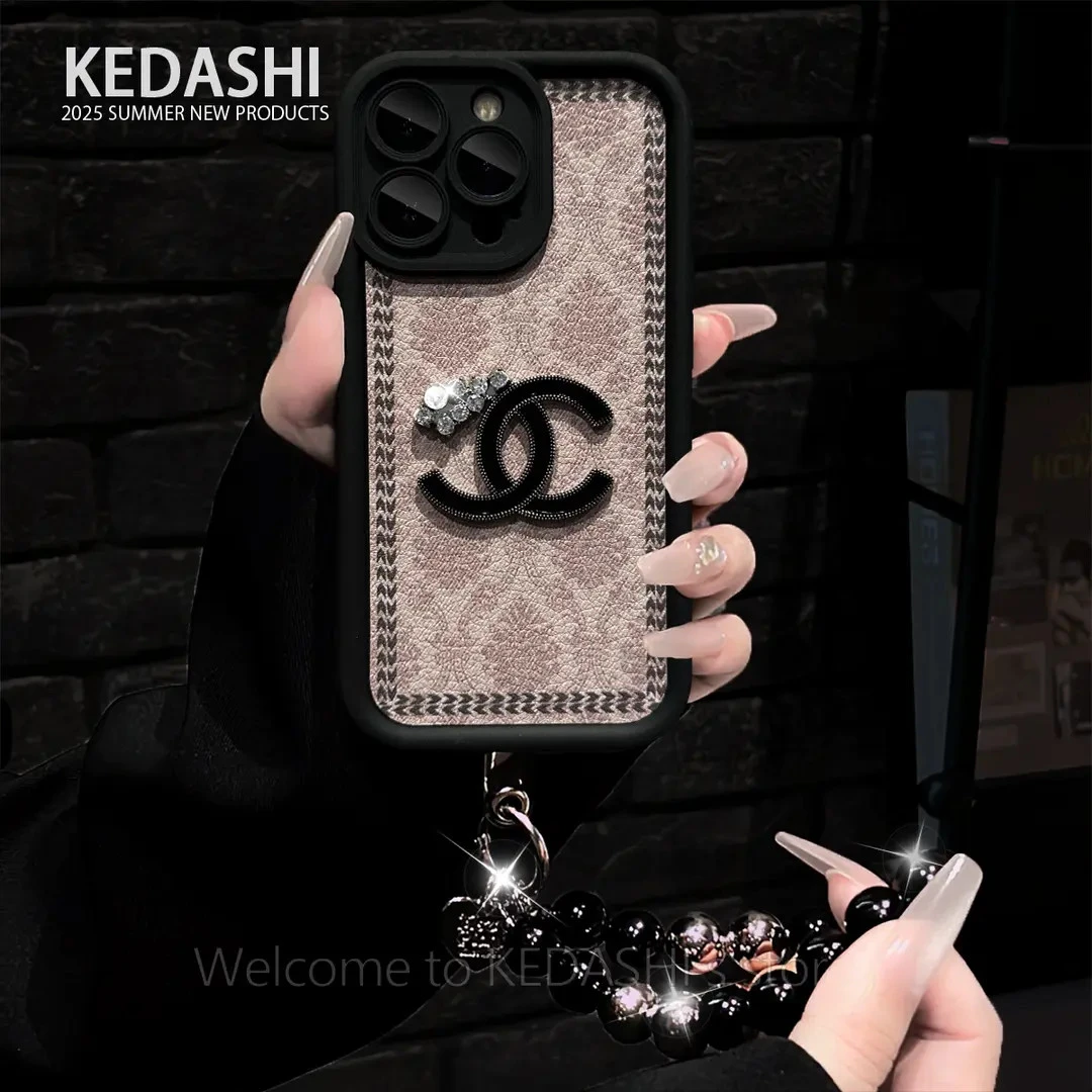 布艺方格适用苹果17PROMAX华为VIVO小米OPPO手链手机壳女