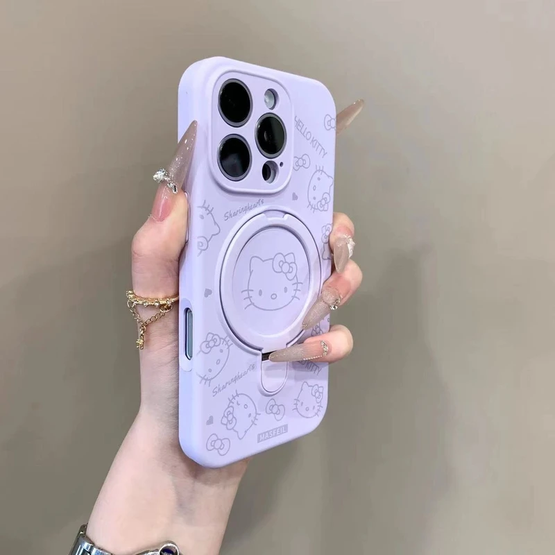 Kitty猫液态硅胶磁吸支架适用苹果16promax手机壳iPhone14pro可爱