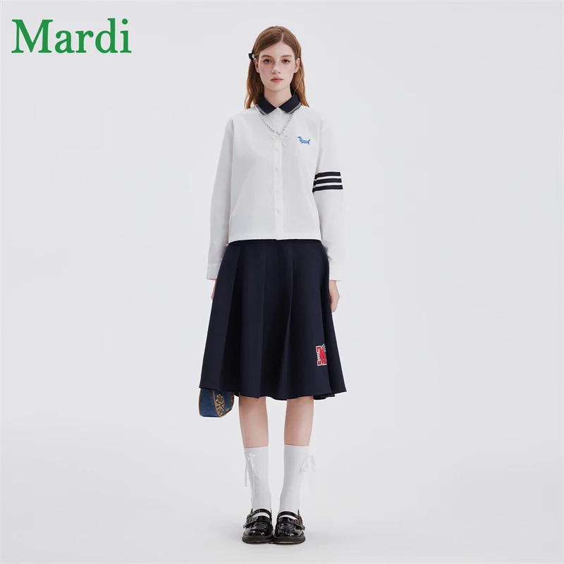 MARDI秋季A字显瘦上镜出街感强秋冬女士白色半身裙MQZ2532088