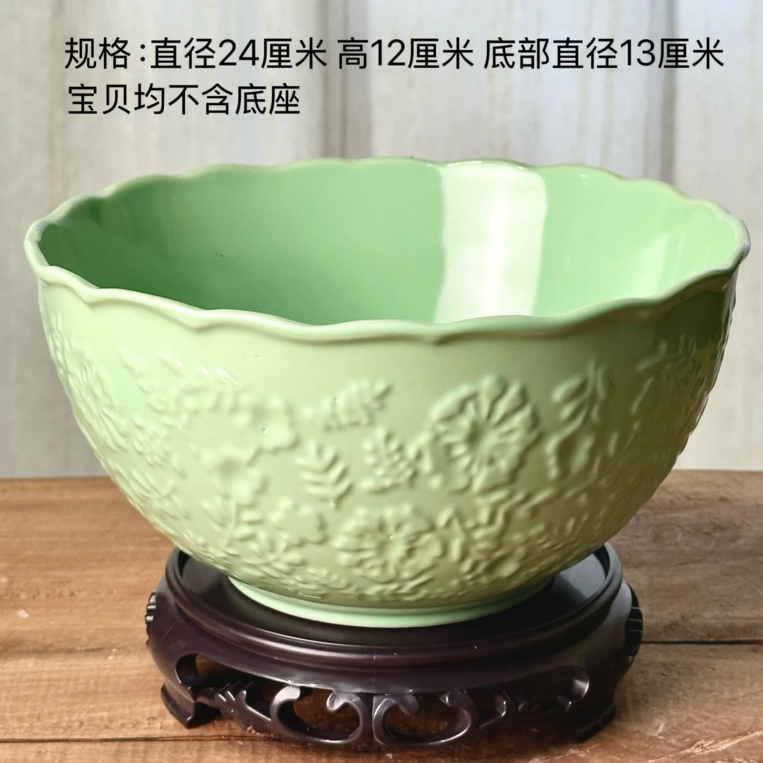 水培花盆无孔盆釉面陶瓷陶瓷陶瓷大号釉面灰白颜色窑变直径23厘米