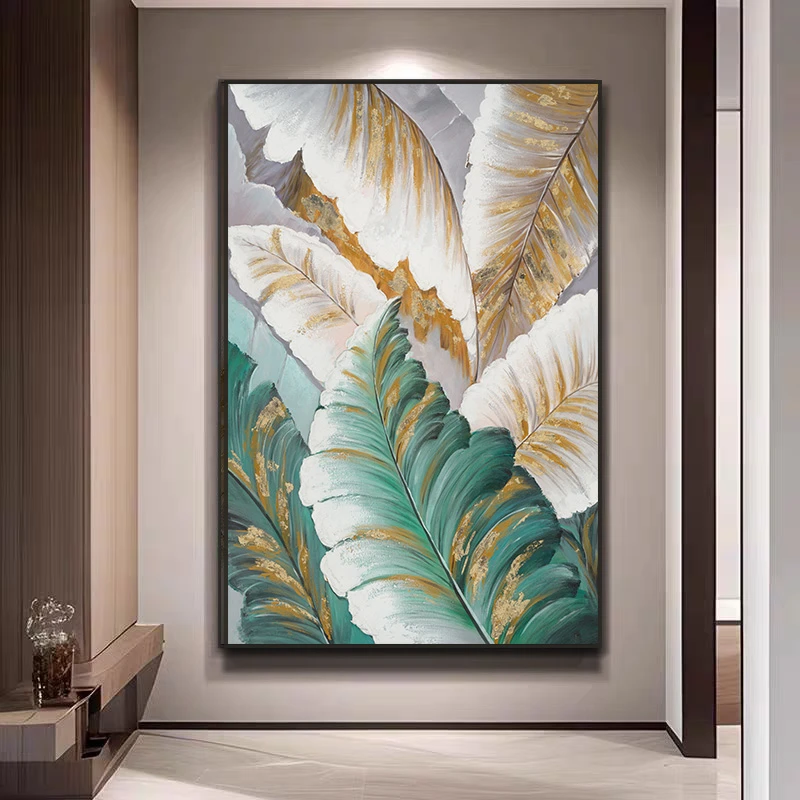 金箔叶子客厅挂画最新款轻奢大气壁画玄关装饰画装饰家居